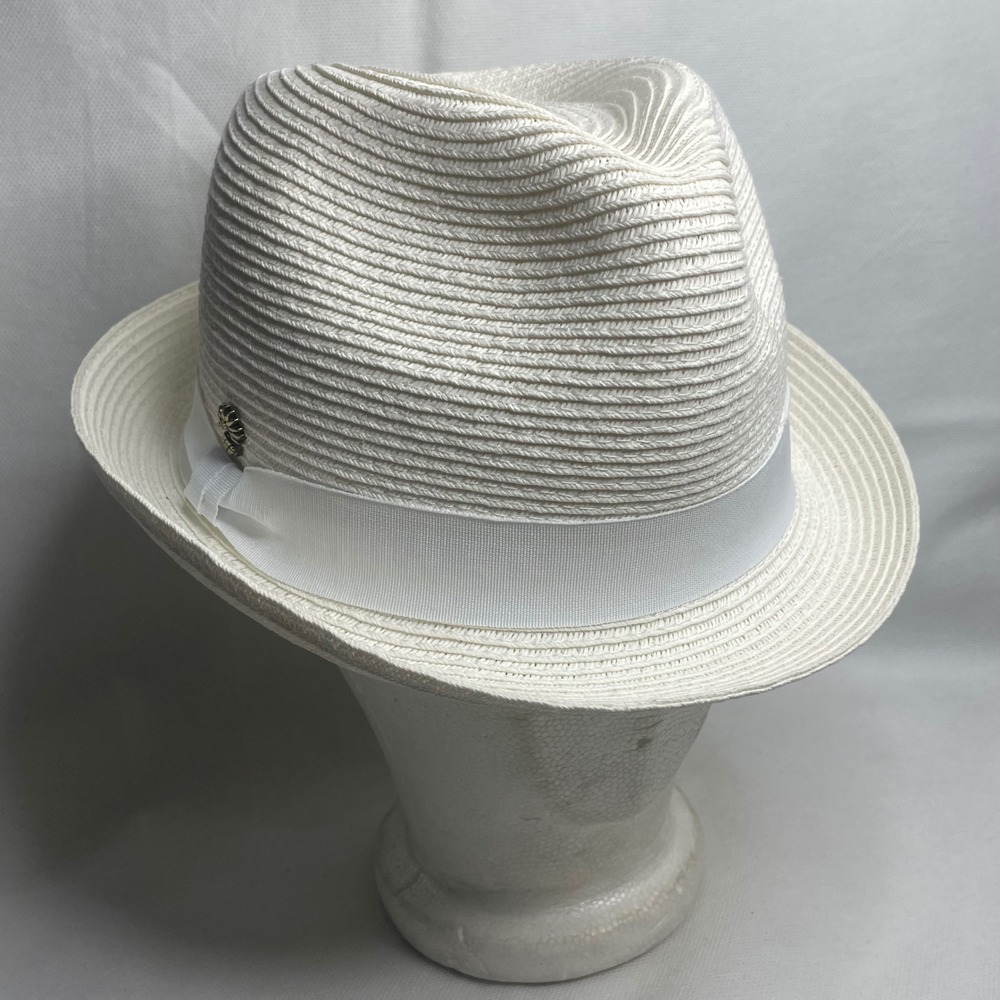 Tommy Bahama Miami Beach Paper Fedora Hat Fully White Adult OSFA Ribbon Cap